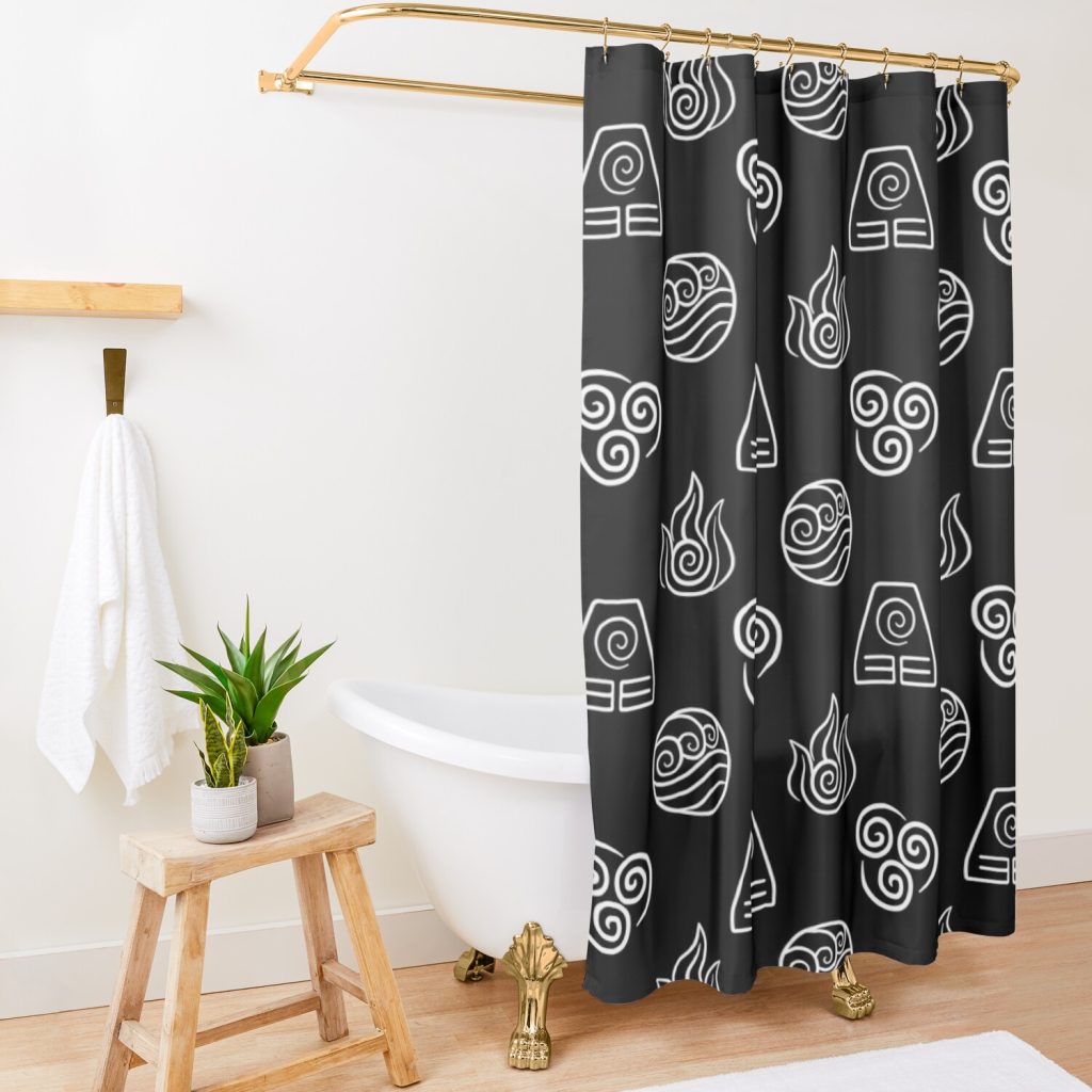 Avatar Element Symbols Shower Curtain Official Avatar: The Last AirbenderMerch