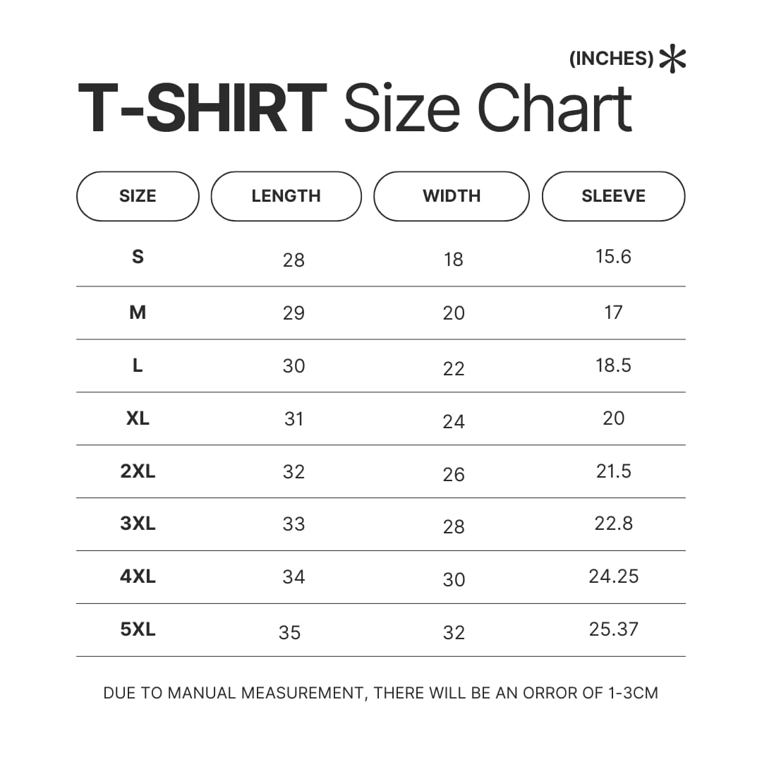 T shirt Size Chart - Avatar: The Last Airbender Shop